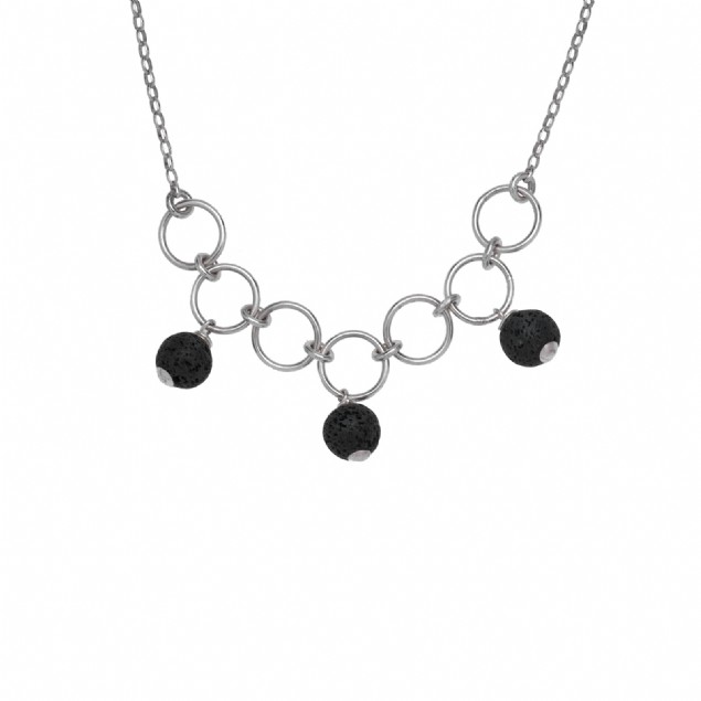 Lava Stone Circle Necklace